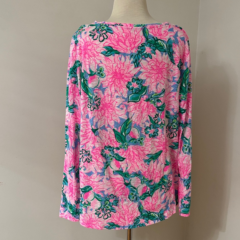 Lilly Pulitzer Etta Long Sleeve Top Blossom Pink Try Your Zest XL - Picture 3 of 5